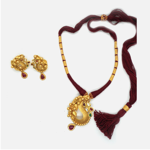 916 Gold Antique Wedding Necklace Set RHJ - 4