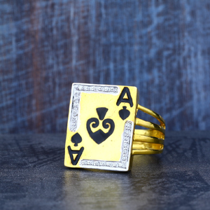 Mens Exclusive 916 Designer Card A Gold Ring-