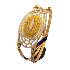 22 Kt Yellow Gold Dubai Hinge Two Tone Bracel