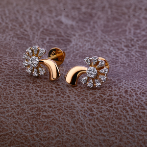 Ladies 18K Rise Gold Fancy Designer Earring -