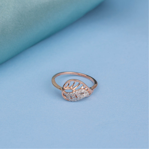 14ct leafy rosegold diamond ring