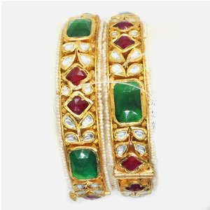 916 Gold Traditional Colorstone Bangles RHJ-6