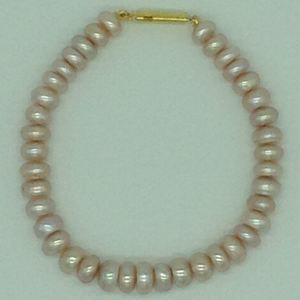 Pink flat pearls 1 layers bracelet jbg012