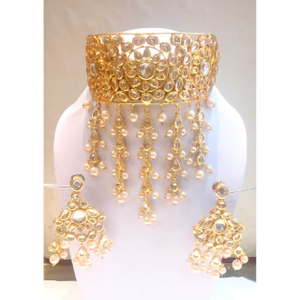 Attractive Copper Kundan Necklace Set