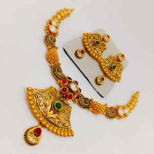 22k gold color stone necklace set