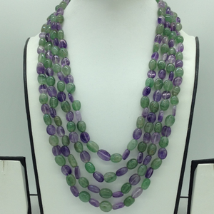 Green Bariels and Purple Amethyst Oval Beeds
