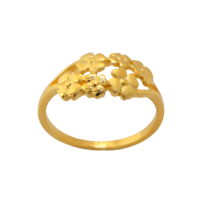 22k Gold Plain Floral Charm Ring