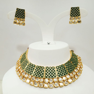 Green enamel (mina) work vilandi set design n