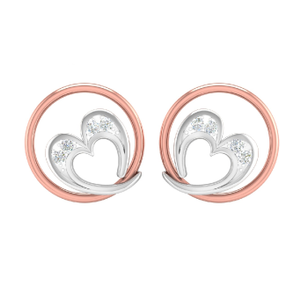 18k rose gold real diamond heart earrings mga
