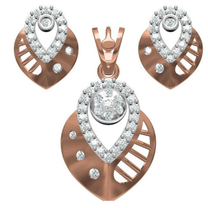 18kt cz rose gold diamond pendant set
