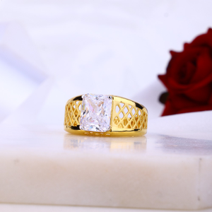 22k 916 gold cZ diamond jali work gents ring.