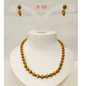 Antique gold plated bead mala necklace set wi