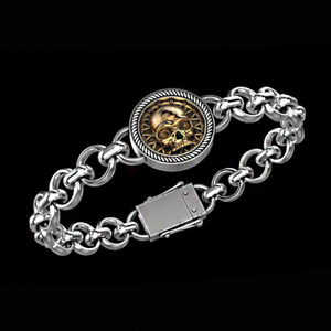 18 Kt White Gold Skull Bracelet Bangle Lock O