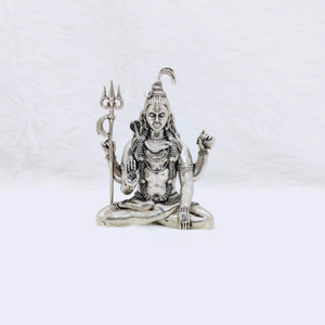 Pure silver shiv ji idol in high antique fini