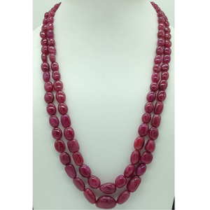 Natural red ruby oval aweja 2 layers necklac