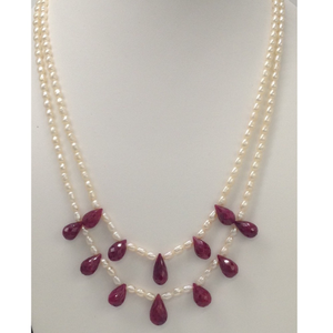 Freshwater white rice pearls 2 layers necklac
