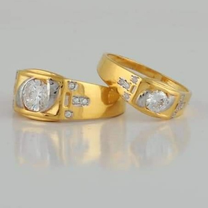 22 Carat gold single stone couple  RING RH_CR