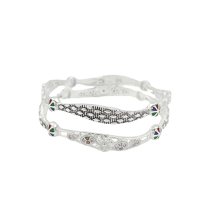 Flower with Oxo 925 Silver Bangle