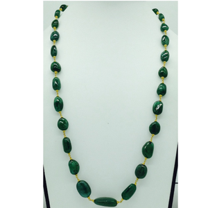 Green Emerald Oval Tumbles Gold Taar Necklace