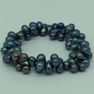 Grey Drop Pearls 2 Layer Elastic Bracelet 