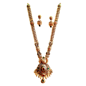 916 gold antique necklace set mga - gn029