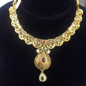 916 gold chakri antique jadtar necklace