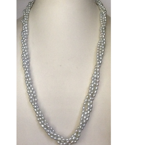 Freshwater Natural Grey Rice Pearls Necklace 