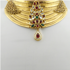 916 Gold Antique Bridal Necklace Set RHJ-3312