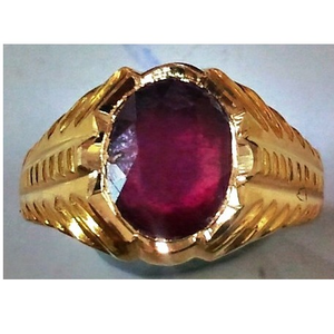 22kt gold close setting gemstone gents ring h