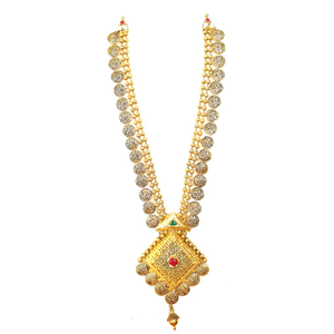 22k Gold Antique Oxidised Pavali Necklace MGA
