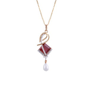 18Kt Gold Lab Grown Diamond With Ruby Stone P