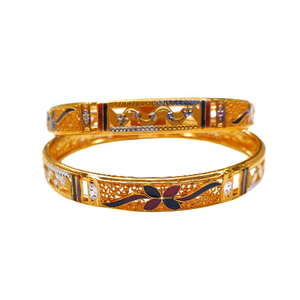 22K Gold Meenakari Kadli Bangles MGA - GK0069