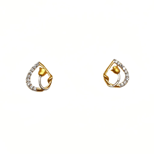 22K Gold Flower Shaped Modern Earrings MGA - 