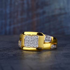 Mens Light Weight Gold Fancy Cz Ring-MR78