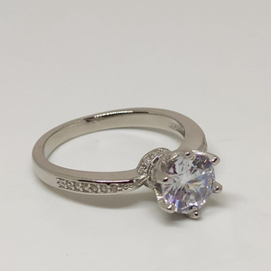 92.5 silver ladies single stone rings RH-LR41