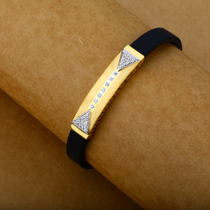 Mens Gold Leather Bracelet-MLB23