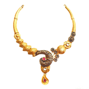 22k Gold Antique Rajwadi Nakkashi Necklace MG
