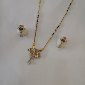 916 gold fancy multi colour short mangalsutra