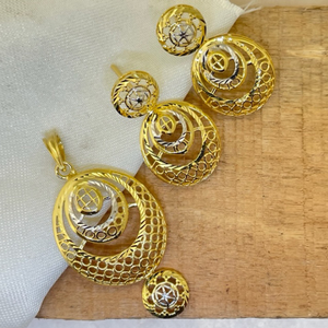 22k Gold Plain Elite Turkish Pendant Set