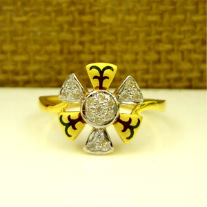 916 gold cz diamond floral pattern ladies rin