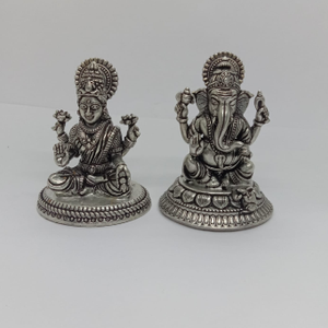 Pure silver idol of laxmi ganesha
