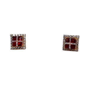 18K Gold Square Shape Designer Earrings MGA -