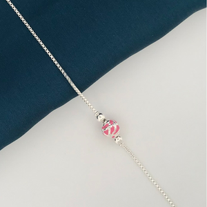 925 Silver Pink Design Rakhi