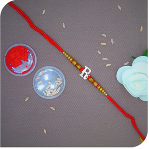 ' r ' alphabet  925 silver rakhi