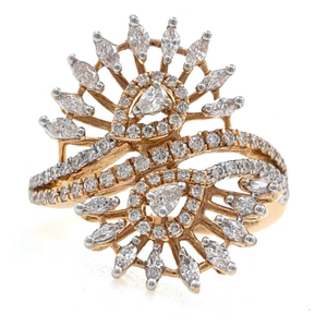 18kt / 750 rose gold floral diamond ladies ri