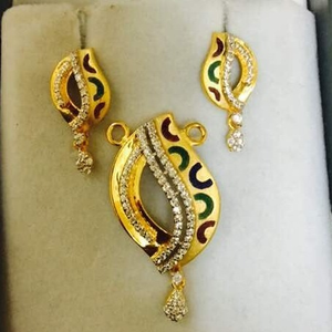 916 gold meena pendant set ps-0001