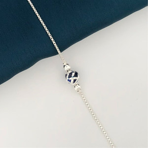 925 Silver Blue Design Rakhi for Brother