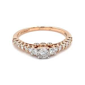 Shared Prong Single Line Band Ring in 18k Ros