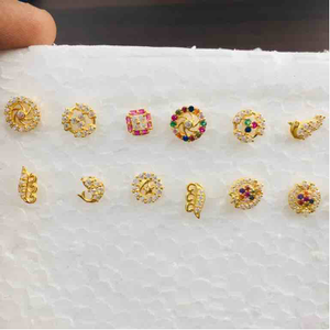14KT Gold Colorful CZ Nosepin