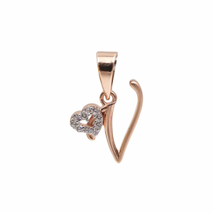 ' v ' alphabet 18k rose gold pendant